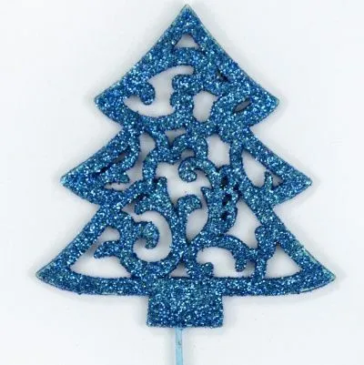Вставка Елочка с глиттером, 8хH20см, (в уп. 12шт.), синий фото в интернет-магазине Флоранж
