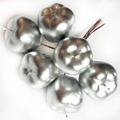 Набор яблок на вставках 6шт., D3xL12см, серебряный фото в интернет-магазине Флоранж