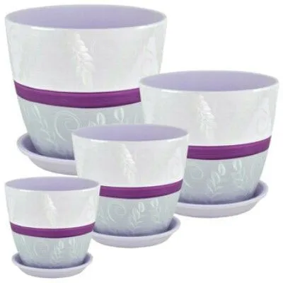 Горшок керамический Бутон Роспись Ивуар 580583 (4-й из набора), 21х21см, 5,4л; Россия фото в интернет-магазине Флоранж