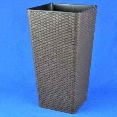 Кашпо пластиковое Ротанг, коричневое, 27*27/h51см; Россия фото в интернет-магазине Флоранж