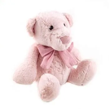 Игрушка м/н Медвежонок с бантом, 25см, розовый