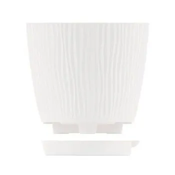 Горшок пластиковый Флис с прикорневым поливом, белый, 16х16х15см, 2л; Россия