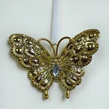 Украшение подвесное Бабочка (пластик), 9х11,5см, золотой