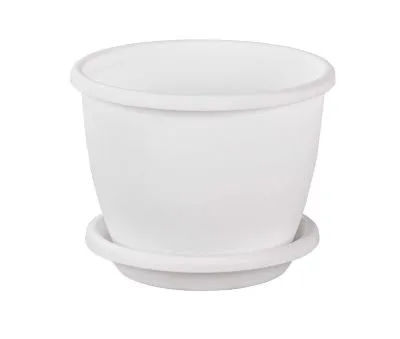 Горшок пластиковый Афина, белый, 17,5х15,5см, 2,2л; Россия фото в интернет-магазине Флоранж