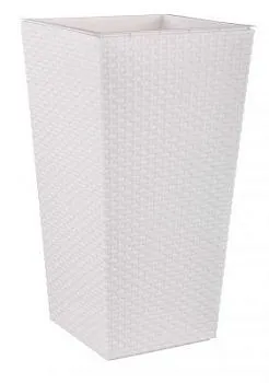 Кашпо пластиковое напольное Ротанг, белое, 340х325х615мм, 27л Россия