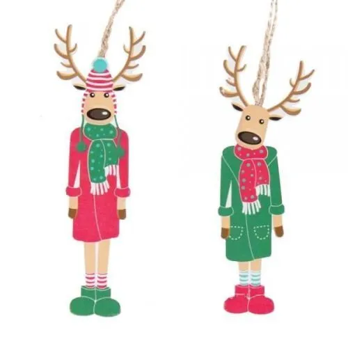 Елочное украшение "Олень" (дерево), 14.5см фото в интернет-магазине Флоранж