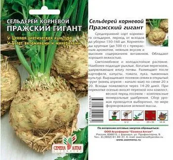 Сельдерей корневой Пражский Гигант (цветной пакет) 0,5г; Семена Алтая