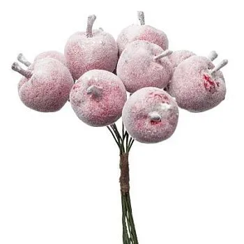 Набор яблок заснеженных на вставках 12шт., D2,3xL8см, красный