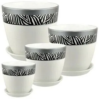 Горшок керамический Бутон Роспись Зебра 704309 (4-й из набора) 21х21см, 5,4л; Россия