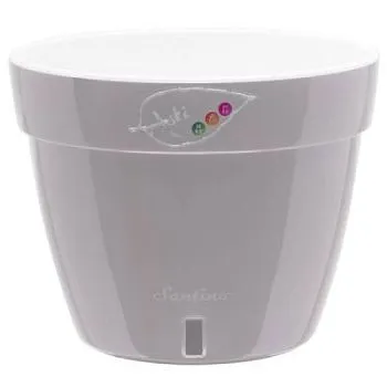 Кашпо пластиковое Асти, серо-белое, 20х16см, 4л; Россия