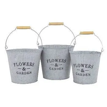 Набор кашпо с деревянной ручкой 651011/651035 №3 из 3шт, белый