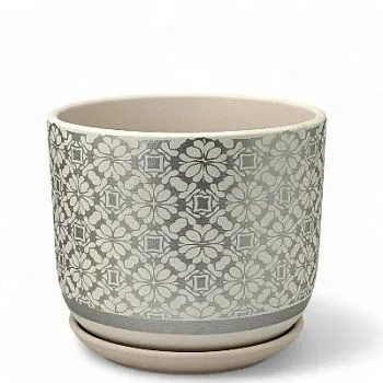 Горшок керамический  Бук гипюр, 12х10см, 0,7л  (1-й из набора), белый, Россия