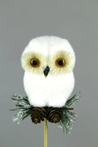 Вставка Сова (полиэстер), 9см, белый фото в интернет-магазине Флоранж