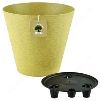 Горшок пластиковый Эко конус, горчичный, 22,5х20см, 5,2л; Россия