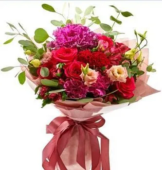 Букет Буря эмоций , состав Эустома Роза Альстромерия, цвет букета Красный, подходит Девушке Маме