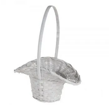 Корзина плетеная Шляпка (бамбук), белая, 21x13xH14/29см