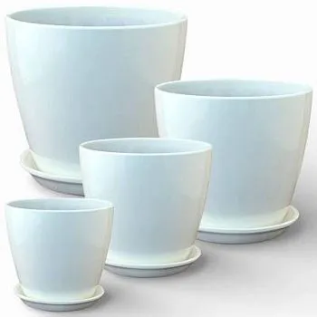 Горшок керамический Бутон Глянец 000517 (2-й из набора), 15х15см, 2л, белый; Россия