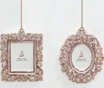 Украшение подвесное Рамка с глиттером, 10-10,5см, 17см, розовое золото