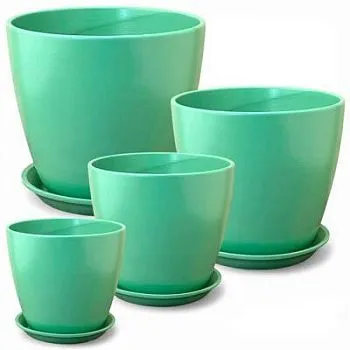 Горшок керамический Бутон Глянец 000636 (3-й из набора), 18х18см, 3,8л, мята; Россия