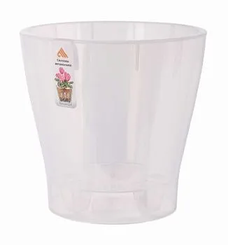 Горшок пластиковый Лея двойной с автополивом, прозрачный, 19х19см, 3,6л; Россия