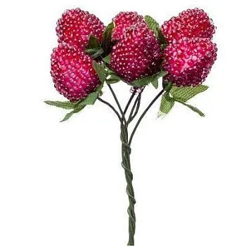 Набор малины на вставках 6шт., D2x2,5xL12см, малиновый