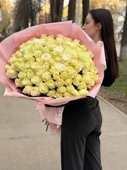 Букет из 101 розы , состав 101 роза, цвет букета Белый, подходит Девушке Маме