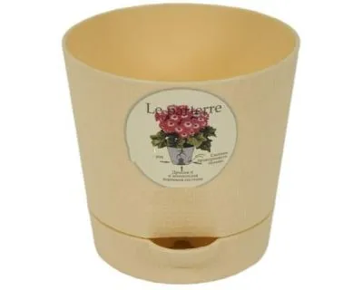 Кашпо пластиковое Классик, бежевое,  0,7л; Россия фото в интернет-магазине Флоранж