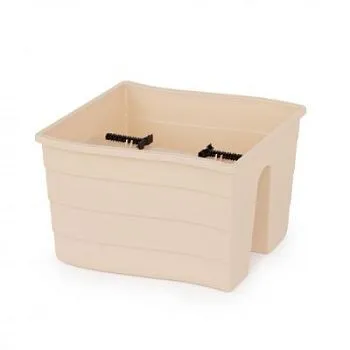 Кашпо пластиковое на перила малое, 29х29х20см, 10л, бежевое; Россия