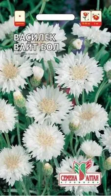 Василек Вайт Бол (цветной пакет) 0,5г; Семена Алтая фото в интернет-магазине Флоранж