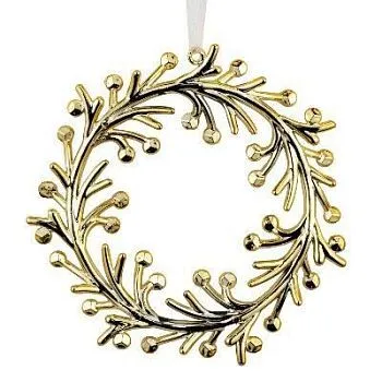 Украшение подвесное Веночек (пластик), 14х14см, золотой/серебро