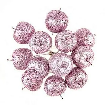 Набор яблок на вставках 12шт., D2,2xL10,5см, розовый