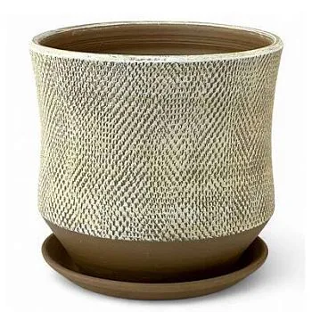 горшок Лен цилиндр 22х21см, 5,2л бежевый/Корона