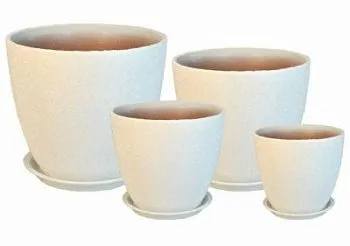 Горшок керамический Бутон винил 02 (1-й из набора), 12х12см, 1л, белый; Россия