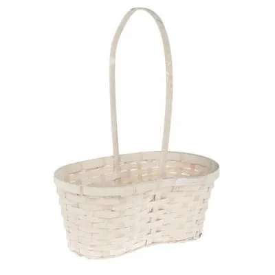 Корзина плетеная (бамбук), белая, 31х18х17х H12/42см фото в интернет-магазине Флоранж