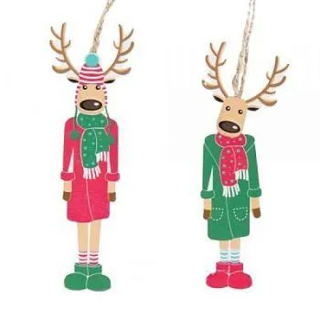 Елочное украшение "Олень" (дерево), 14.5см