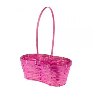Корзина плетеная (бамбук), розовая, 31х18х17х H12/42см фото в интернет-магазине Флоранж