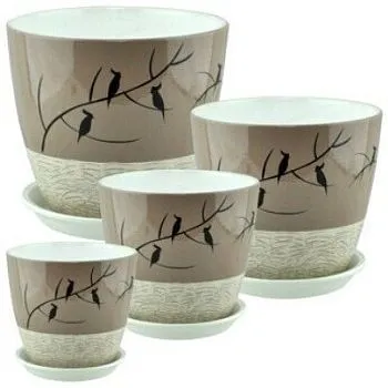 Горшок керамический Бутон РС169 Птицы (4-й из набора), 21х21см, 5,4л; Россия