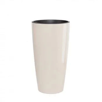 Горшок пластиковый Рондо, 32х32х56,5 см, 35л, бежевый; Россия