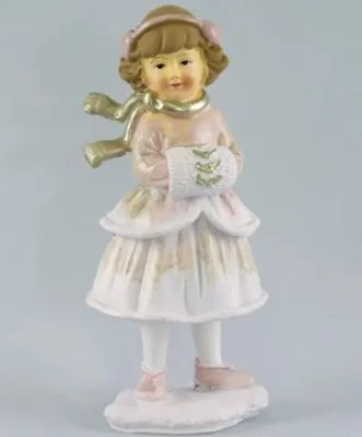 Сувенир Девочка с муфтой (полирезин), Н12х5,5см, золотой/розовый фото в интернет-магазине Флоранж