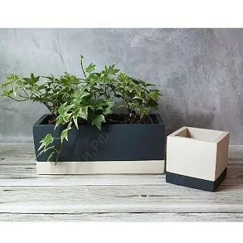 Горшок керамический Кубик Лофт 634637, антр-слон.кость 20х8см, 0,75л,  Россия