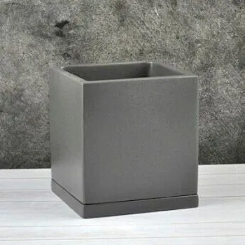 Горшок керамический Кубик 649846, графит, 12*12/h13см, 1,1 л,  Россия
