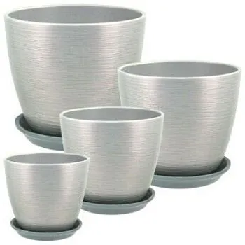 Горшок керамический Бутон Перламутр 675197 (2-й из набора), 15х15см, 2л, серый; Россия