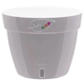 Кашпо пластиковое Асти, серо-белое, 20х16см, 4л; Россия