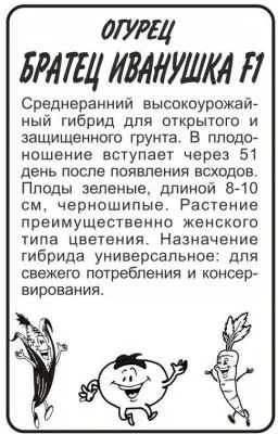 Огурец Братец Иванушка (белый пакет) 0,3г; Семена Алтая фото в интернет-магазине Флоранж