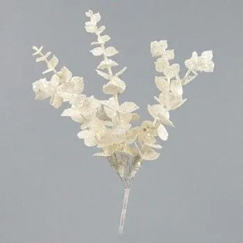 Эвкалипт с глиттером, H25см, белый