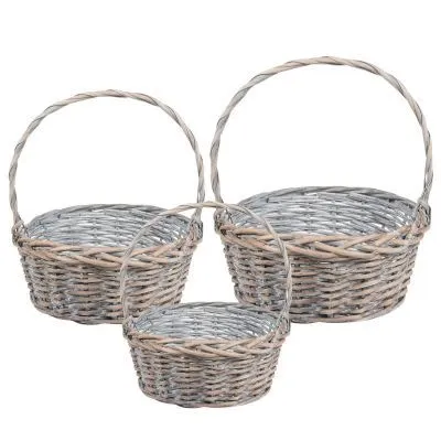 Корзина ива 837257 круглая серая 36x14x37 (№3 из 3 шт) фото в интернет-магазине Флоранж