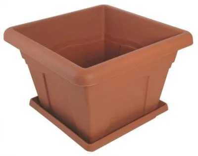 Горшок пластиковый Квадро коричневый, 20х20см, 2,9л; Россия фото в интернет-магазине Флоранж