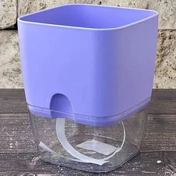 Горшок пластиковый Аквадуэт квадрат, лаванда, D11,5см, 1,5л; Россия
