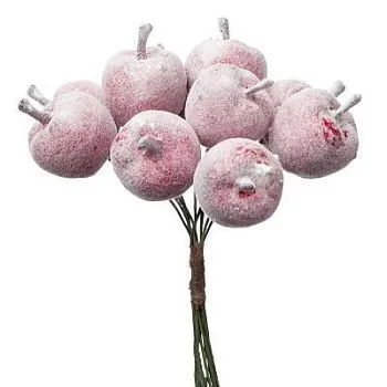 Набор яблок заснеженных на вставках 12шт., D2,3xL8см, красный