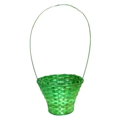 Корзина плетеная Лукошко (бамбук), зеленая, 23xH17/53см фото в интернет-магазине Флоранж